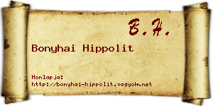 Bonyhai Hippolit névjegykártya